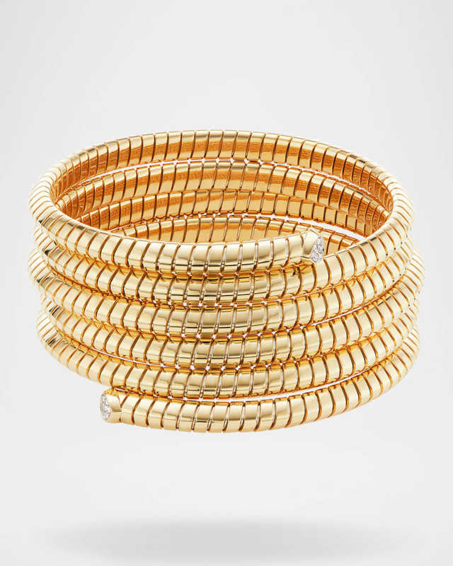 Trisolina 18k Gold Diamond 5-Row Coil Bangle, Size M